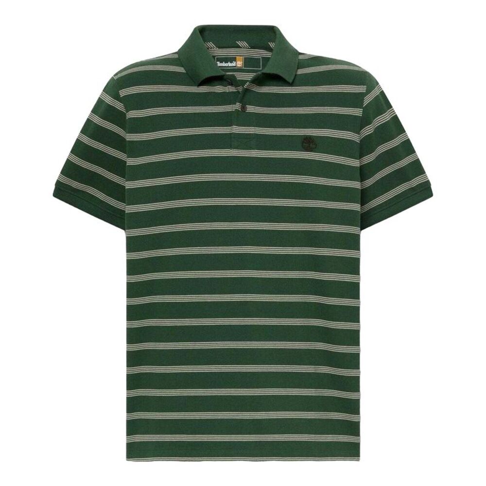 Timberland Mens Stripe Short-Sleeved Polo Shirt / Green